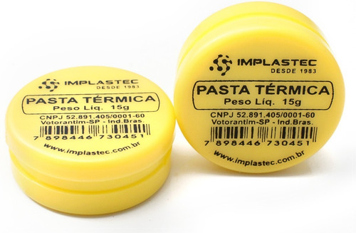 Imagem 2 de 5 de Pasta Térmica Branca 15g Implastec P/ Processador Peltier
