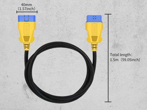 Autool Car Obd2 - Cable De Extensión De 16 Pines Macho A Hem