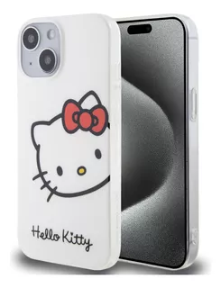 Funda Case Blanca Hello Kitty Logo Cabeza Para iPhone 15