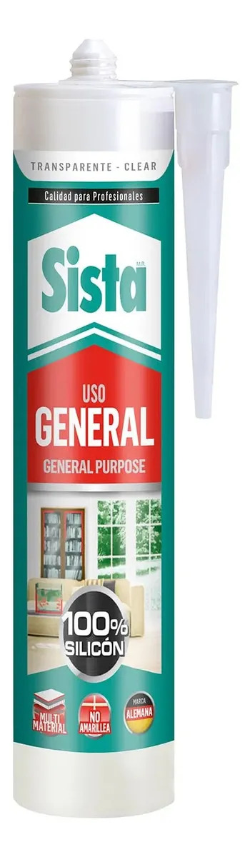 Silicona Sista F109 para Uso General, Sellador Universal Transparente de 300 mL