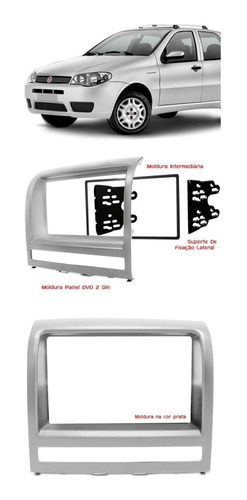 Moldura Painel 2din Prata Palio Idea Siena Strada Adventure