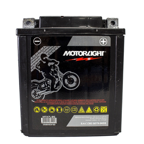 Imagem 3 de 5 de Bateria Moto Honda Xr 250 Tornado Motorlight 6ah Mtx7l-bs