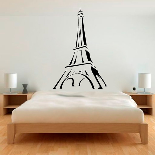 Vinilo Pared Torre Eiffel Corte Lineas Wall Sticker