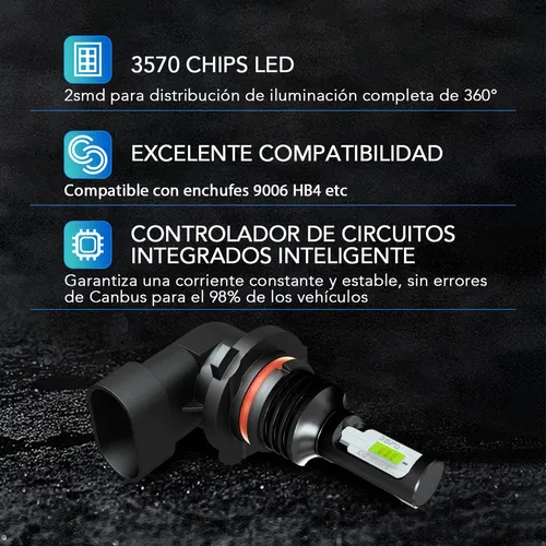 1 Par - 9006 Focos Bombilla Led Antiniebla Blanco 6000k
