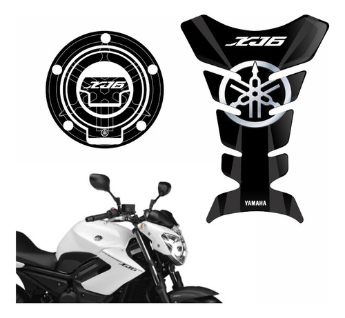 Adesivo Protetor 3d Tanque Tank Pad Bocal Yamaha Xj6 Resinad Cor Preto