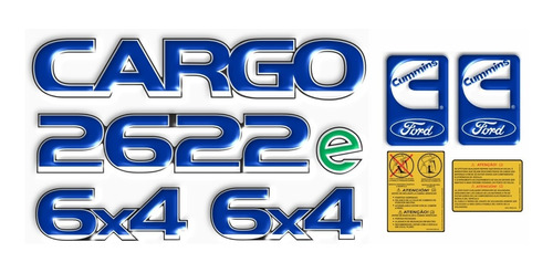 Adesivo Ford Cargo 2622 E 6x4 Cummins Emblema Resinado 17649
