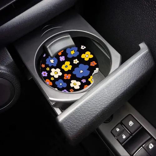 Posavasos Absorbentes Florales Retro Hippie Para Coche, Con