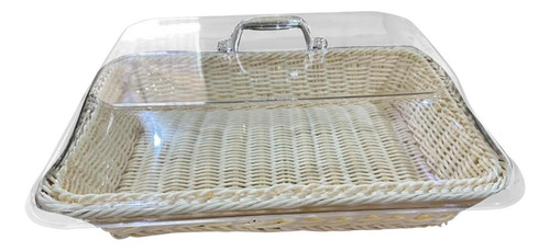 Cesta De Pan Tejida Con Tapa, Soporte 35cmx25cmx15cm Beige