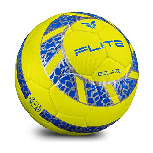 Flite Sports Golazo Soccer Ball (5, Neon Yellow/blue/silver)