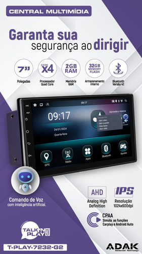 Multimidia Hb20 Android 13 2gb 32gb Carplay Wifi Gps Voz 7p