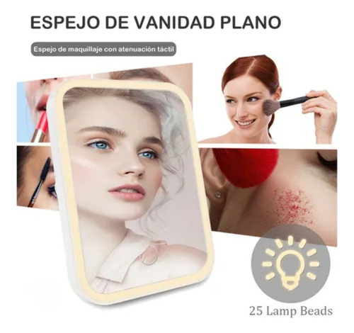 Espejo De Maquillaje Led De 3 Niveles Recargable Usb
