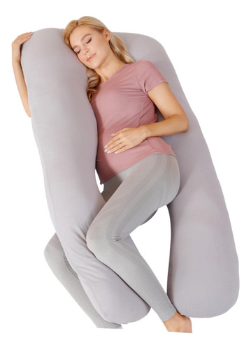 Almohada Ortopedica Para Embarazo Lactancia Extra Jumbo Gris Geométrico