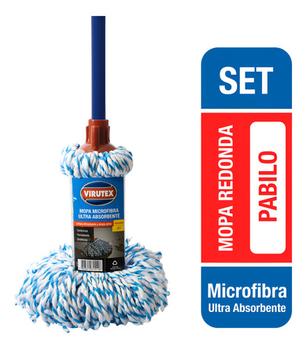 Mopa Redonda Set Microfibra Ultra Absorbente Virutex