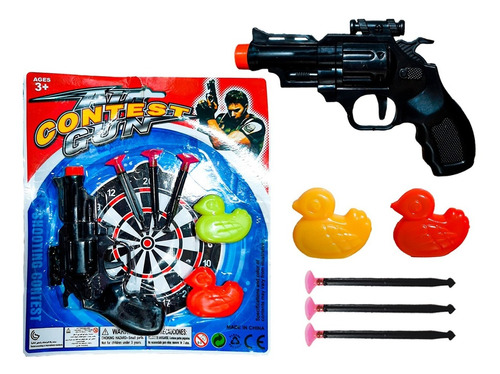 Set Arma Pistola Revolver De Juguete Mata Patos + Dardos