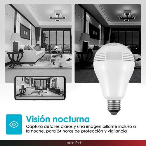 Cámara Seguridad Espía Foco 360 2mp Hd 1080p Wifi Nocturna