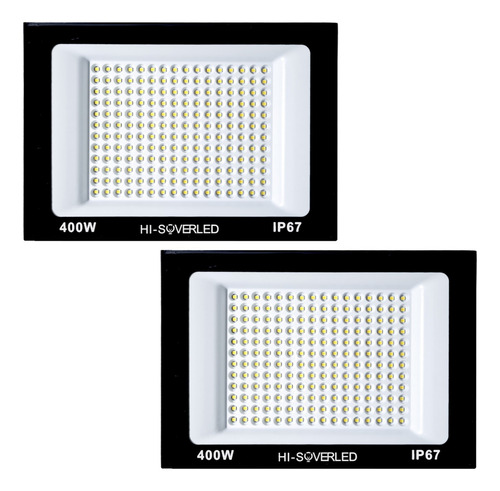 Kit 2 Refletor Led 400w Holofote Bivolt Prova Dágua Frio