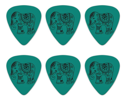 Elefante India Negro Teal Novedad Pua Guitarra Mediano 6
