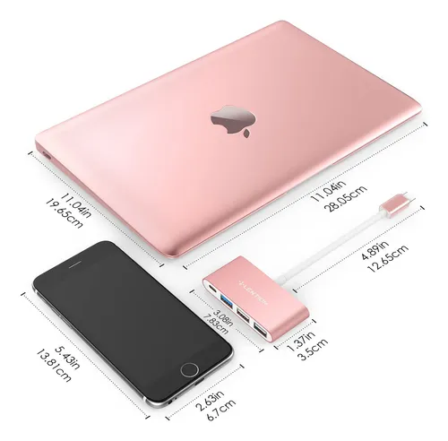 Hub Usb-c Lention 4 En 1 Con Tipo C, Usb 3.0, Usb 2.0 Rose G