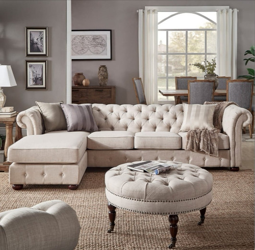 Sofa Sillon Esquinero Chesterfield 4 Cuerpos Living Capitone