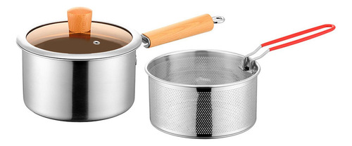 Cacerola Para Leche De 2,5 L, Cesta Para Freír Con Tapa