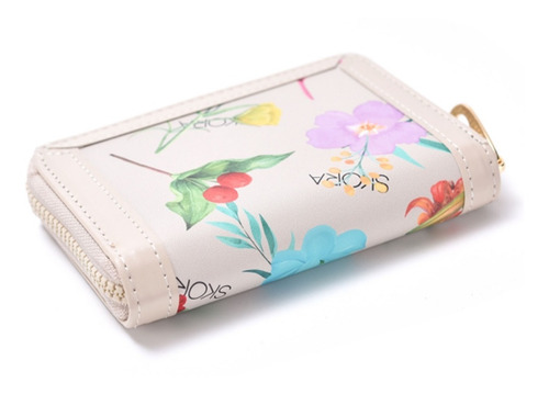 Imagen 6 de 10 de Billetera De Mujer Skora Floreada Con Caja Dama Maple Envio