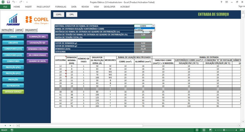 Imagem 7 de 10 de Planilha Dim. Projeto Elétrico Plus + Blocos Eletr. Autocad