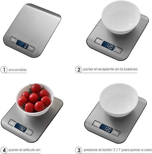 Balanza Pesa Digital De Cocina Comida Pantalla Lcd 11lb/5kg