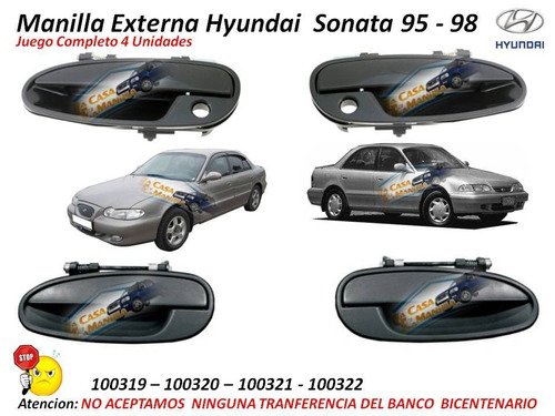 Manilla Externa Hyundai Sonata 95-98 Juego 4 Unidades