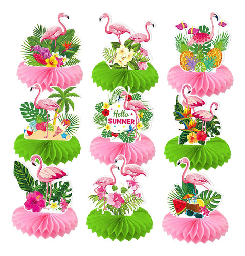 9 Piezas Flamingo Honeycomb Centerpieces Table Centerpieces