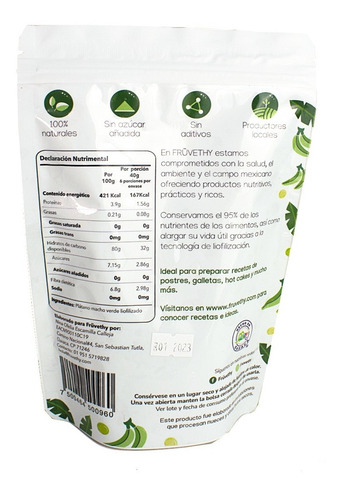 Imagen 2 de 5 de Harina Sin Gluten De Plátano Liofilizado 240g 100% Natural