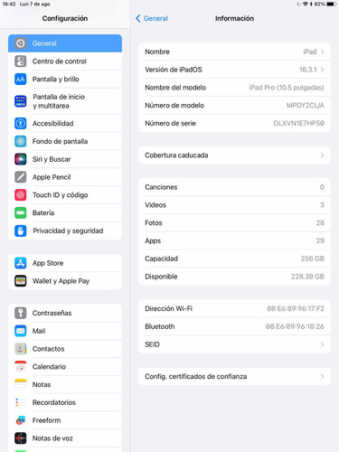 iPad Pro 10.5 256 Gb Gris Espacial