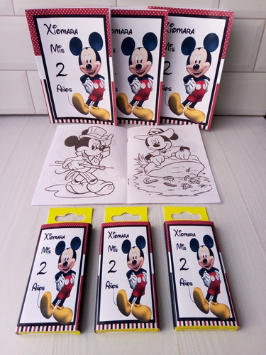 Libritos Colorear Mickey Minnie Personalizado + Lápices X 10