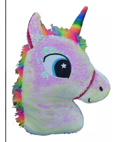 Almohada Cojin Unicornio Peluche Con Lentejuelas Blandito 