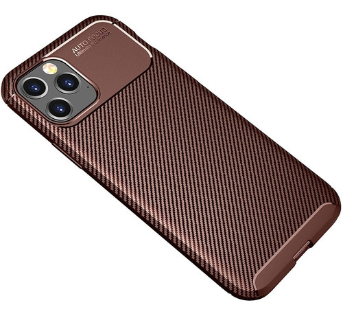 Capa Capinha Fibra De Carbono Para iPhone 12 E 12 Pro 6.1 Cor Marrom