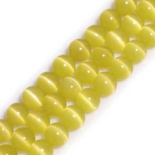 Cuenta Piedra Ojo Gato Amarillo 0.315 in Redonda Para 15