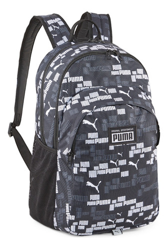 Mochila Puma Academy Backpack Negro Diseño de la tela AOP