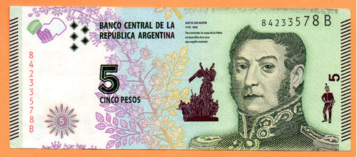 Billete 5 Pesos Conmemorativos, Bottero 3902, Año 2015 Exc 