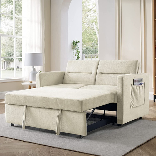 Sofa Cama Convertible 3 En 1 Color Beige 55p Marca Antetek