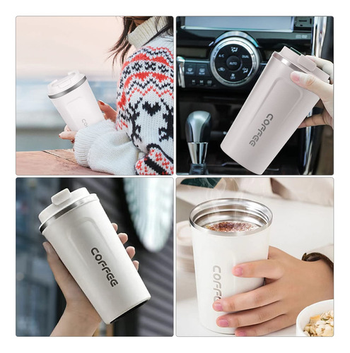 Taza Termo De Café 510 Ml Acero Inoxidable 304 Con Tapa