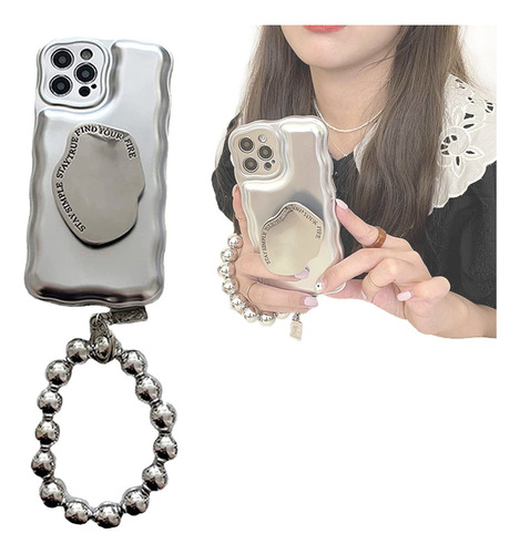 Estuche De Pulsera De Bolas De Plata Mate Para iPhone -