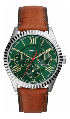 Reloj Hombre Fossil Fs5736 Cuarzo 44mm Pulso Marron En Cuero