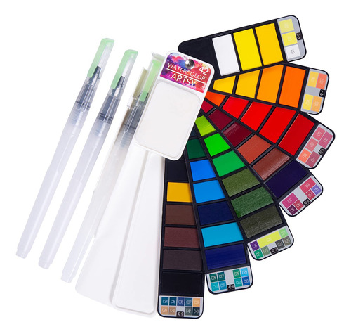 Artsy Watercolor Paint Set - 42 Colores Surtidos Con 3 Cepil