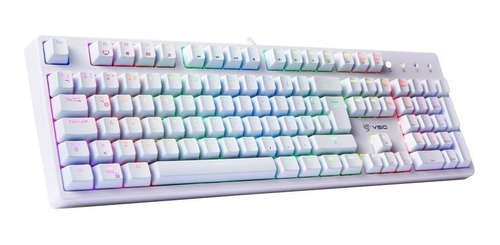 Imagen 2 de 2 de Teclado gamer VSG Alnilam QWERTY Kailh Blue español latinoamérica color blanco con luz RGB