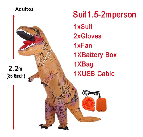 Imagen 6 de 10 de Disfraz Inflable Dinosaurio T-rex Disfraces Para Cosplays