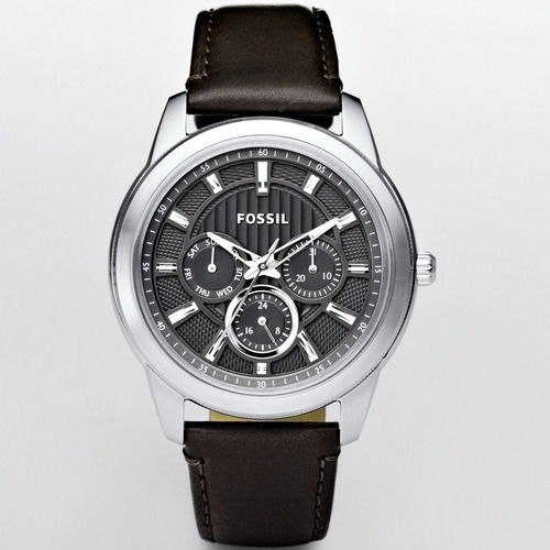 Relógio Masculino Original Prata Pulseira De Couro Novo