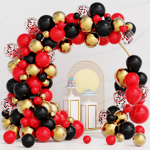 Globos Rojos Y Negros, 120 Piezas Kit De Arco De Guirnalda D