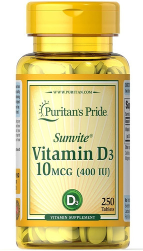 Vitamina D3 El Mejor Natural 400iu 250 Tabletas Eg D25 Sabor Sin Sabor