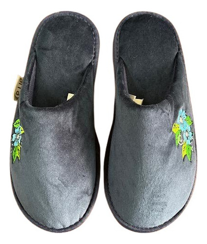 Pantufla Dama Azul Marino Y Verde