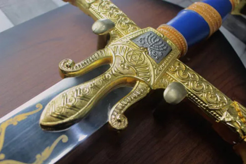 Espada Medieval Azul Rei Davi Rei Salomão Suporte De Parede