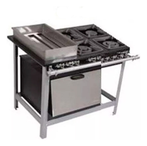 Fogão Industrial 4 Bocas Extra Inox 30x30 Banho Maria Forno N A